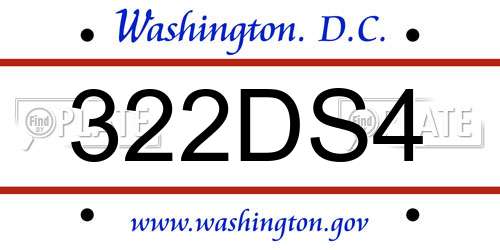 322DS4 District Of Columbia License Plate
