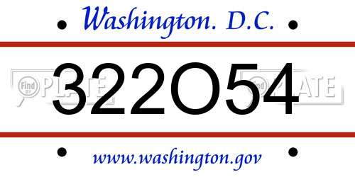 322O54 District Of Columbia License Plate