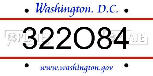 322O84 District Of Columbia License Plate