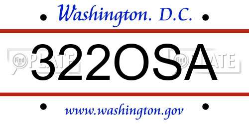 322OSA District Of Columbia License Plate