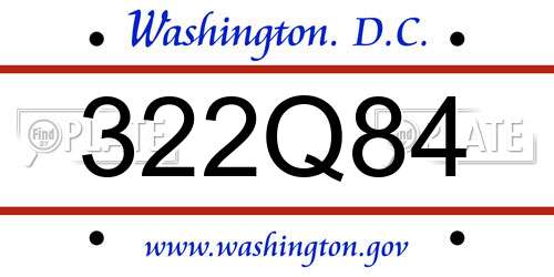 322Q84 District Of Columbia License Plate