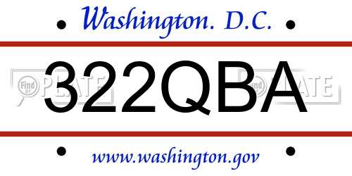 322QBA District Of Columbia License Plate