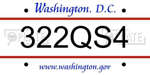 322QS4 District Of Columbia License Plate