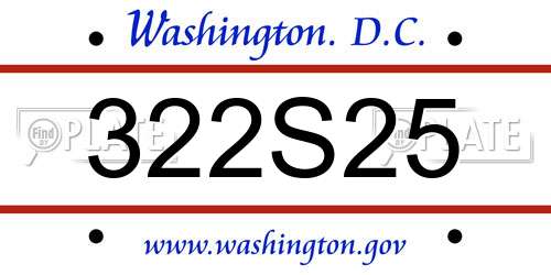 322S25 District Of Columbia License Plate