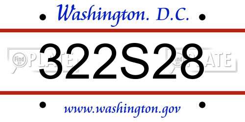 322S28 District Of Columbia License Plate