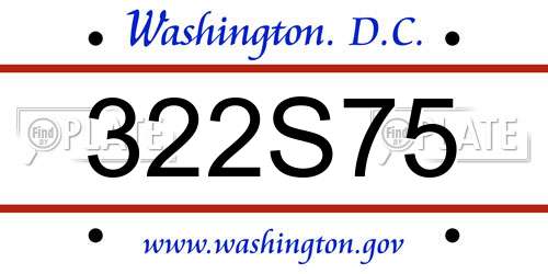 322S75 District Of Columbia License Plate
