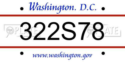 322S78 District Of Columbia License Plate