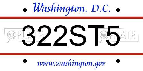 322ST5 District Of Columbia License Plate