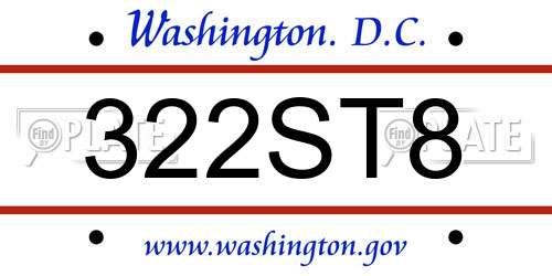 322ST8 District Of Columbia License Plate