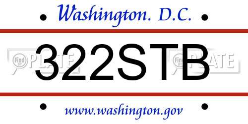 322STB District Of Columbia License Plate