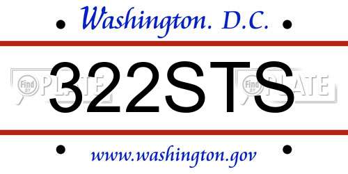 322STS District Of Columbia License Plate