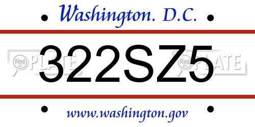 322SZ5 District Of Columbia License Plate
