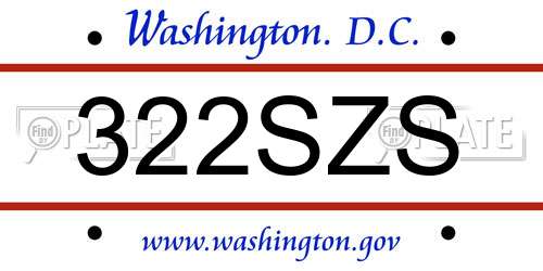 322SZS District Of Columbia License Plate