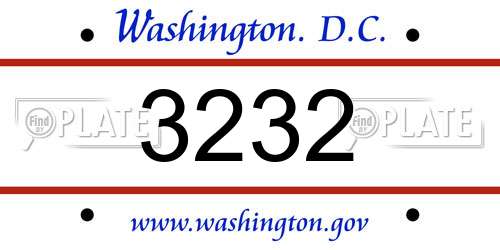 3232 District Of Columbia License Plate