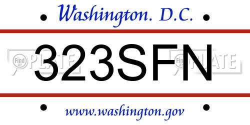 323SFN District Of Columbia License Plate