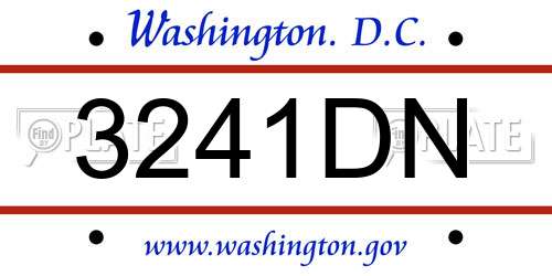 3241DN District Of Columbia License Plate