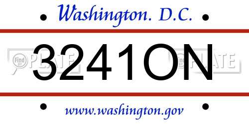 3241ON District Of Columbia License Plate