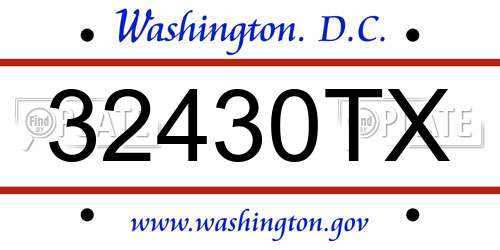 32430TX District Of Columbia License Plate