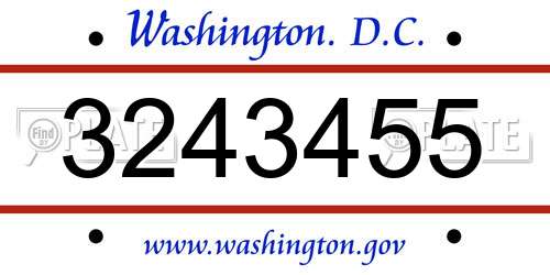 3243455 District Of Columbia License Plate