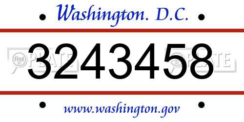 3243458 District Of Columbia License Plate