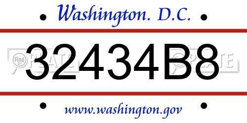 32434B8 District Of Columbia License Plate