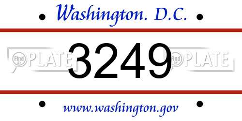 3249 District Of Columbia License Plate