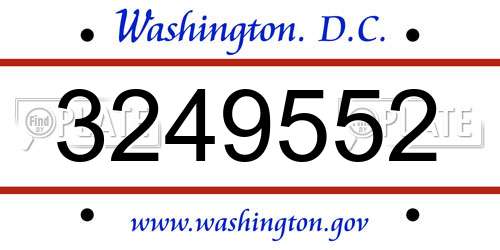 3249552 District Of Columbia License Plate