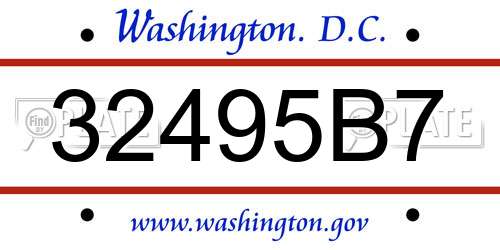 32495B7 District Of Columbia License Plate