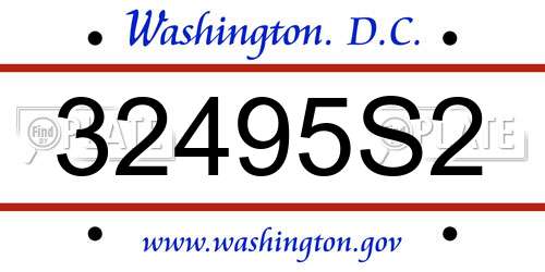 32495S2 District Of Columbia License Plate