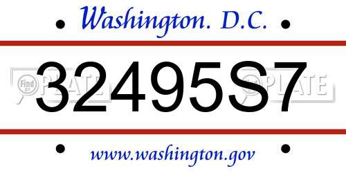 32495S7 District Of Columbia License Plate