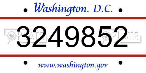 3249852 District Of Columbia License Plate