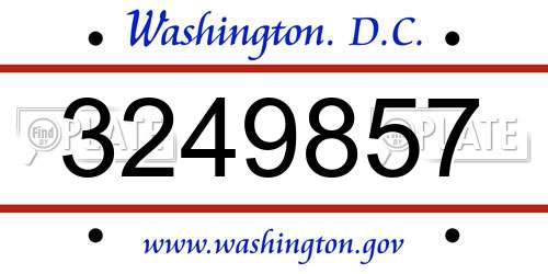 3249857 District Of Columbia License Plate