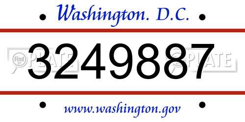 3249887 District Of Columbia License Plate