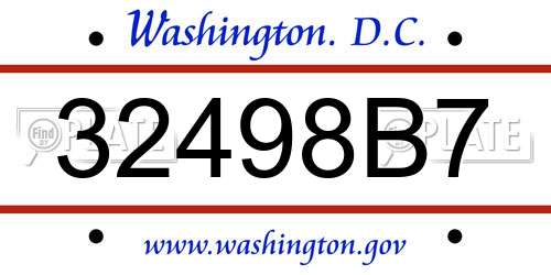 32498B7 District Of Columbia License Plate