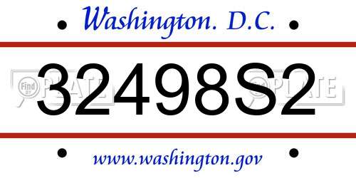 32498S2 District Of Columbia License Plate