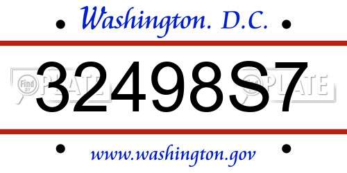 32498S7 District Of Columbia License Plate