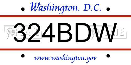 324BDW District Of Columbia License Plate