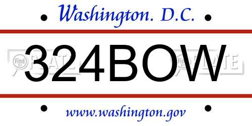 324BOW District Of Columbia License Plate