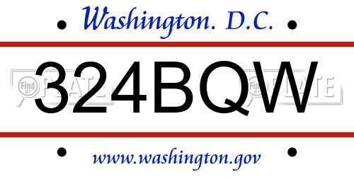 324BQW District Of Columbia License Plate