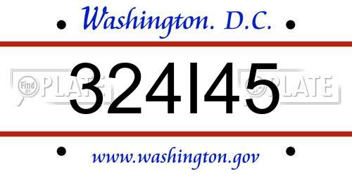324I45 District Of Columbia License Plate