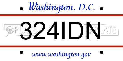 324IDN District Of Columbia License Plate
