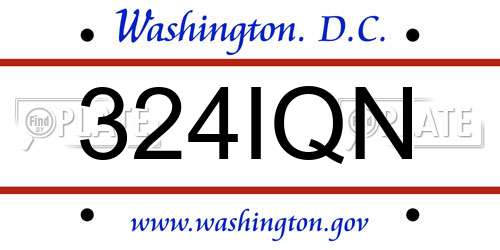 324IQN District Of Columbia License Plate