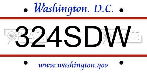 324SDW District Of Columbia License Plate
