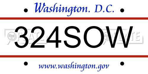 324SOW District Of Columbia License Plate
