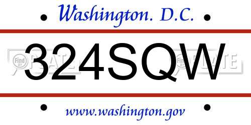 324SQW District Of Columbia License Plate