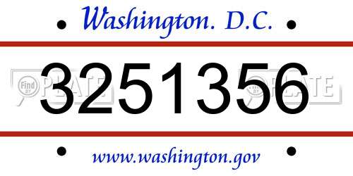 3251356 District Of Columbia License Plate