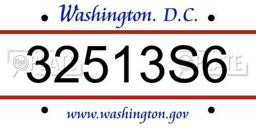 32513S6 District Of Columbia License Plate