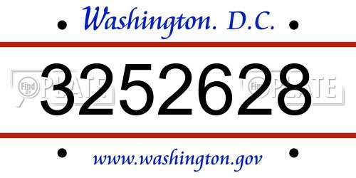 3252628 District Of Columbia License Plate