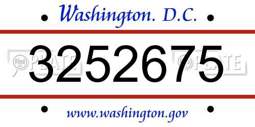 3252675 District Of Columbia License Plate