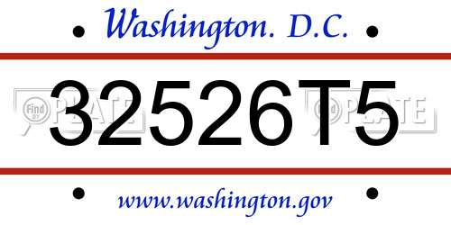 32526T5 District Of Columbia License Plate